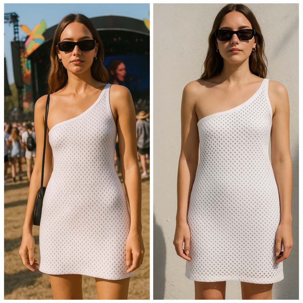 Opening Ceremony White Mesh One Shoulder Bodycon Mini Dress Party Size Small
